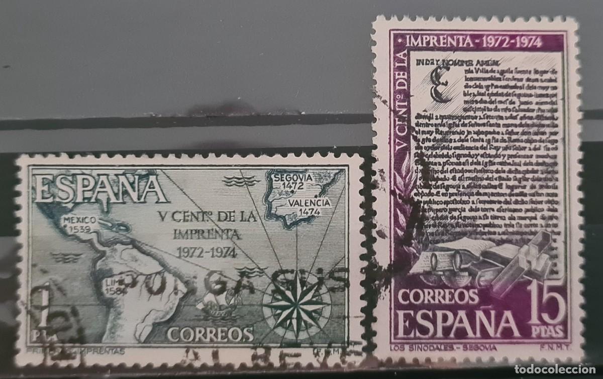 Sellos: Serie de sellos usados de Espa&ntilde;a 1973: V centenario de la imprenta