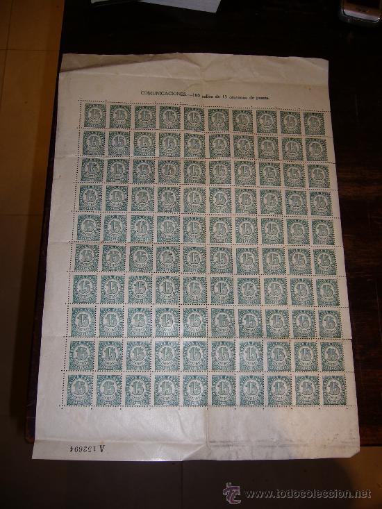 Sellos: Bloque de 100 sellos - 15 centimos - Foto 1