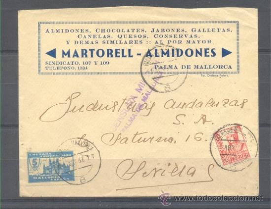 Sellos: 1937.- PALMA DE MALLORCA A SEVILLA - Foto 1