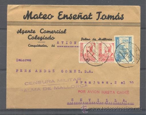 Sellos: 1937.- PALMA DE MALLORCA A SEVILLA - Foto 1