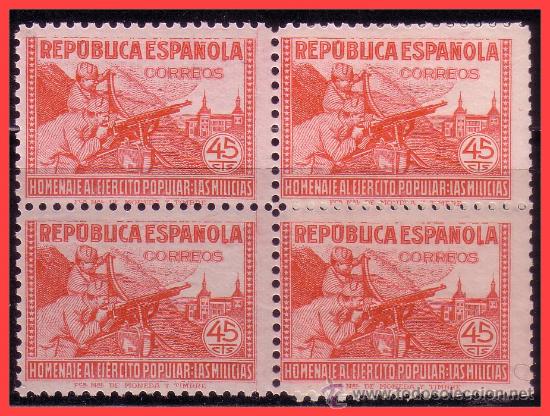 Sellos: 1938 Homenaje al E&eacute;rcito Popular, EDIFIL n&ordm; 795 B4 * * - Foto 1