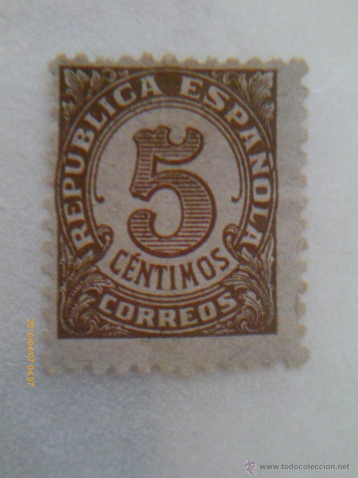 Sellos: II REPUBLICA ESPA&Ntilde;OLA - 5 CENTIMOS - Foto 1