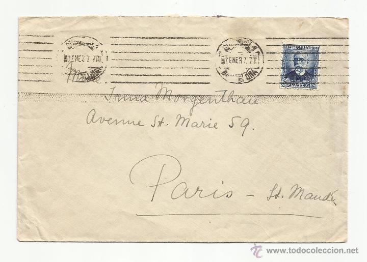 Sellos: circulada   1937 de barcelona a paris - Foto 1