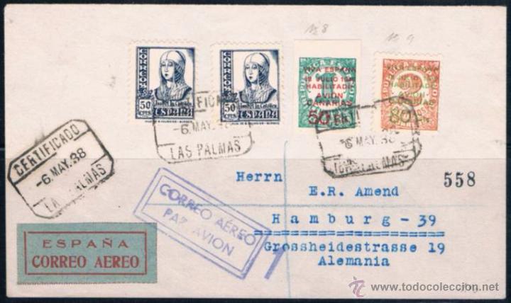 Sellos: 1938.- LAS PALMAS A ALEMANIA - Foto 1