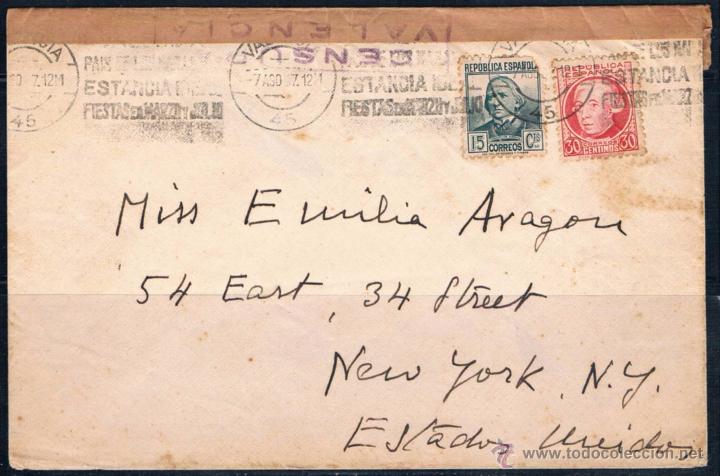 Sellos: 1937.- VALENCIA A N.YORK (EEUU) - Foto 1