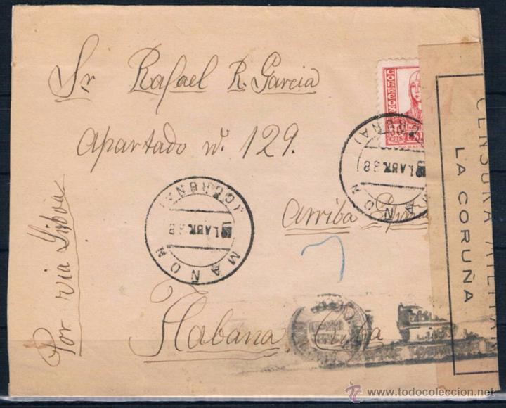 Sellos: 1938.- MA&Ntilde;ON (LA CORU&Ntilde;A) LA HABANA - Foto 1