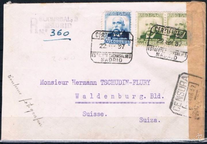 Sellos: 1937.-  MADRID A SUIZA - Foto 1