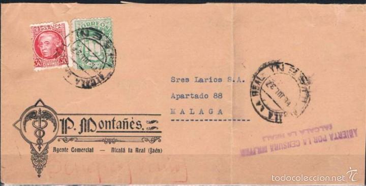 Sellos: 1937.-  ALCAL&Aacute; LA REAL (JA&Eacute;N) A M&Aacute;LAGA - Foto 1
