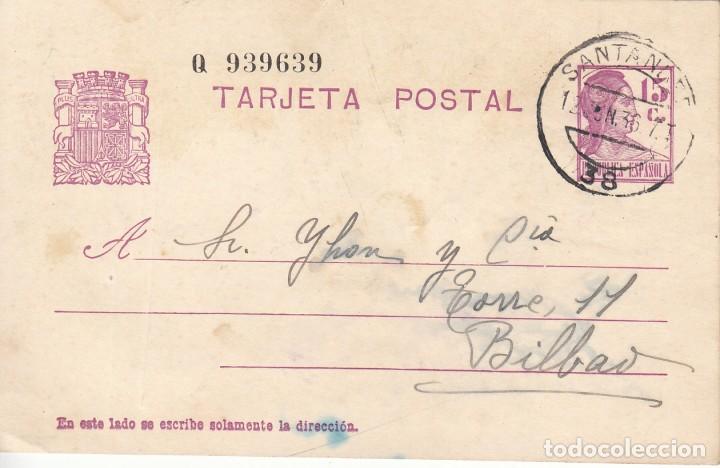 Sellos: TARJETA POSTAL: 1936 SANTANDER - BILBAO - Foto 1