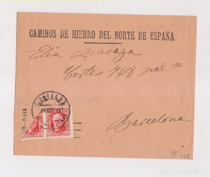 Sellos: SOBRE DE LOS CAMINOS DE HIERRO DEL NORTE. BISECTADO - Foto 1