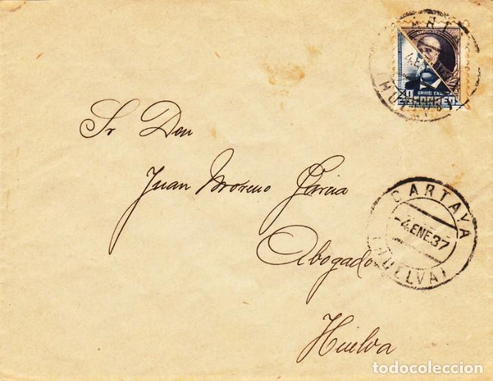 Sellos: CARTA 1937 HUELVA - Foto 1