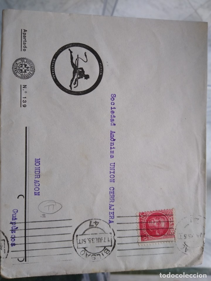 Sellos: Sobre marca registrada Bilbao. - Foto 1