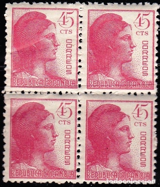 Sellos: EDIFIL 752** 45c rojo BLOQUE DE 4 - Foto 1