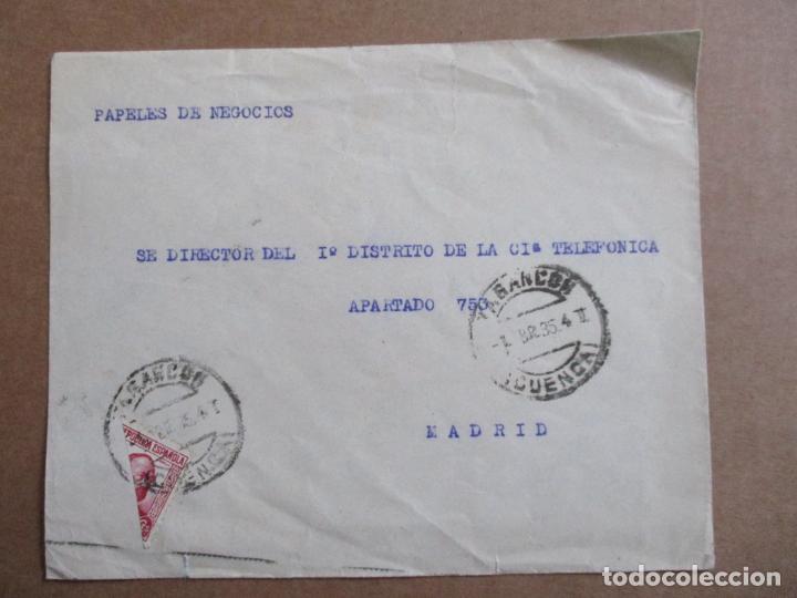 Sellos: CIRCULADA 1935 DE TARANCON CUENCA A MADRID CON SELLO  BISECTADO - Foto 1