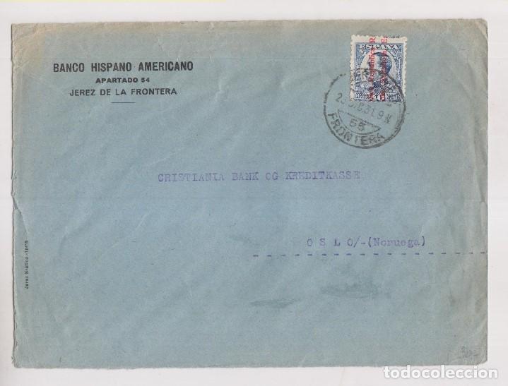 OBRE. JEREZ DE LA FRONTERA, CÁDIZ. 1931. A NORUEGA. RARO DESTINO (Sellos - España - II República de 1.931 a 1.939 - Cartas)