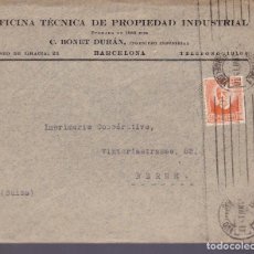 Selos: HP4-4- CARTA OFICINA TÉCNICA PROPIEDAD INDUSTRIAL-BARCELONA-SUIZA 1935 .SALMERÓN 50 CTS. Lote 226475330