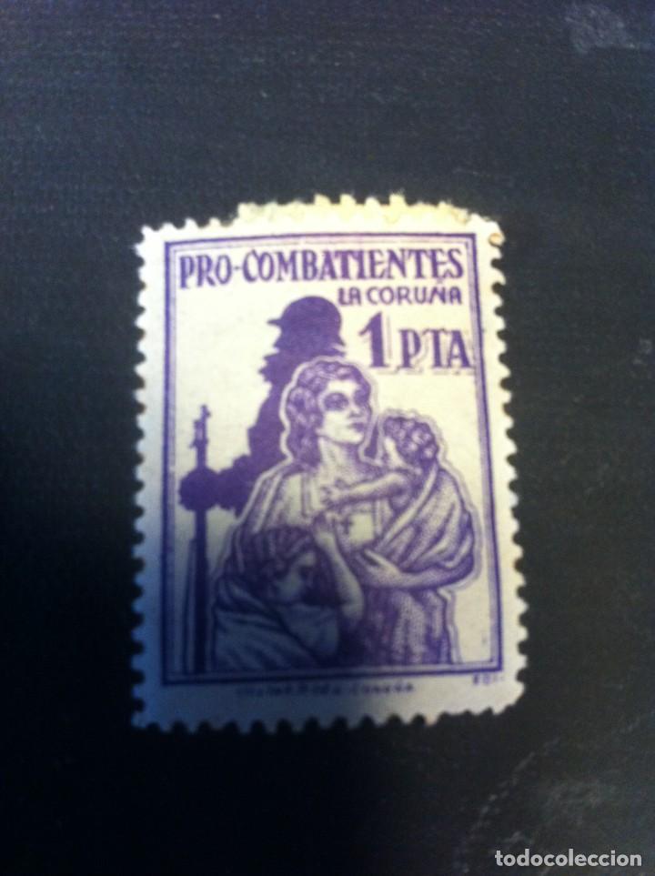 Sellos: SELLO. PRO COMBATIENTES. LA CORU&Ntilde;A. 1 PTA - Foto 1