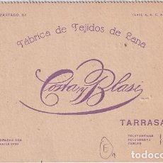 Sellos: FÁBRICA DE TEJIDOS DE LANA COSTA Y BLASI TARRASA 1934