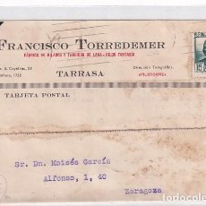 Sellos: TARJETA POSTAL COMERCIAL FRANCISCO TORREDEMER TARRASA. 1935