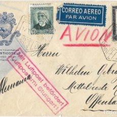 Selos: 1937 CARTA CORREO AÉREO BARCELONA A ALEMANIA. REPÚBLICA. Lote 338360378
