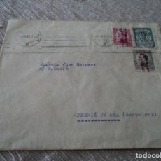 Sellos: SOBRE DE MIGUEL GUSI REPRESENTACIONES, A PREMIA DE MAR, 1932 DOS SELLOS DE ALFONSO XIII Y UNO DE BAR