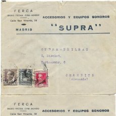 Sellos: 1935 LOTE 2 CARTAS MADRID A ALEMANIA. REPÚBLICA. Lote 360179870