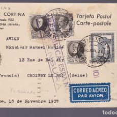 Sellos: F2-34- GUERRA CIVIL TARJETA POSTAL BARCELONA - FRANCIA 1937. CENSURA. Lote 362595255