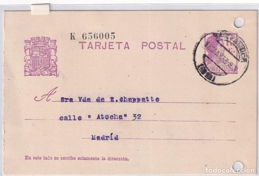 Sellos: Entero postal rep&uacute;blica. Vidal Ruiz Abascal. Santander. - Foto 1