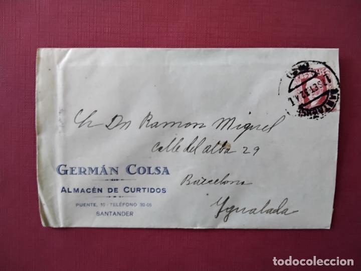 Sellos: circulada 1932 DE SANTANDER a igualada barcelona - Foto 1