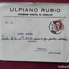 Sellos: CIRCULADA 1932 DE HUELVA A IGUALADA BARCELONA. Lote 366682216