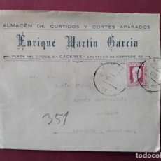 Sellos: CIRCULADA 1934 DE CACERES A IGUALADA BARCELONA. Lote 366682436