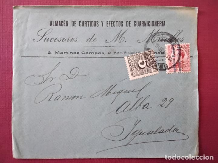 Sellos: circulada 1931 DE GRANADA a igualada barcelona - Foto 1