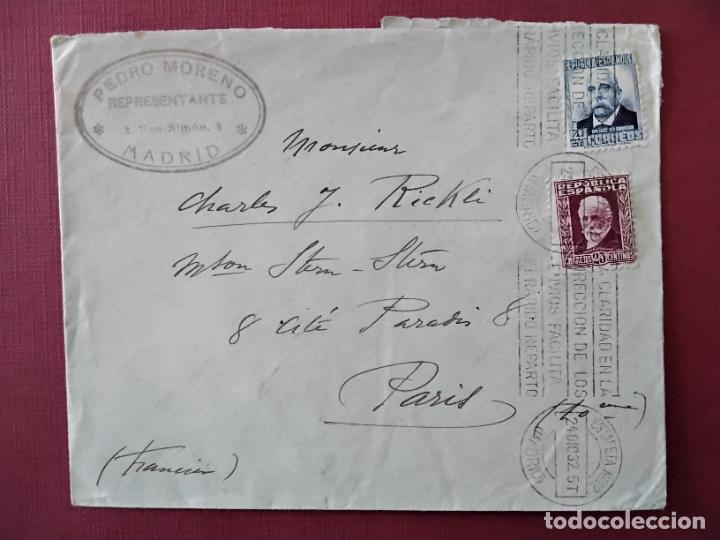 Sellos: circulada 1932 de MADRID A PARIS FRANCIA - Foto 1