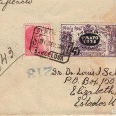 Sellos: FA5088. 1938, CERTIFICADO DE BARCELONA A ELIZABETH (ESTADOS UNIDOS)