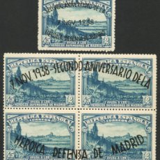 Sellos: REPÚBLICA ESPAÑOLA, SELLO, HOJA BLOQUE, DEFENSA DE MADRID, 1938, SERIE