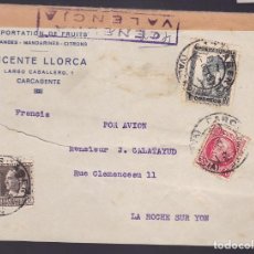 Francobolli: F28-24- GUERRA CIVIL CARTA CARCAGENTE (VALENCIA)-FRANCIA .1937. CENSURA