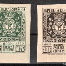 Sellos: ESPAÑA EDF Nº727/28.COMPLETA.SELLOS NUEVOS SIN FIJASELLOS.MNH.EXPOSICION FILATELICA DE MADRID.1936.
