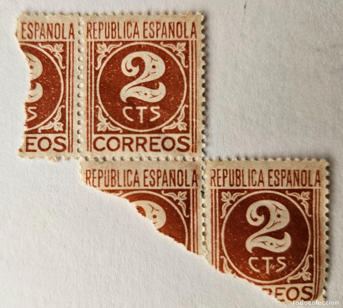 Sellos: Sello de 2 centimos, Rep&uacute;blica Espa&ntilde;ola. - Foto 1