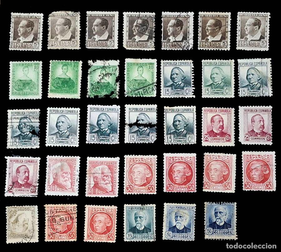 Sellos: 34 sellos Personajes Rep&uacute;blica Espa&ntilde;ola 1932