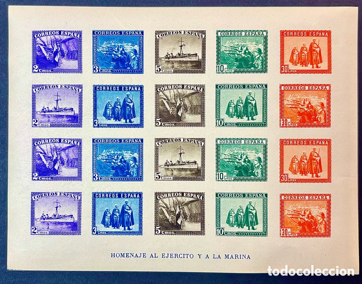 Sellos: ESPA&Ntilde;A 1938 EN HONOR AL EJERCITO Y MARINA - Foto 1