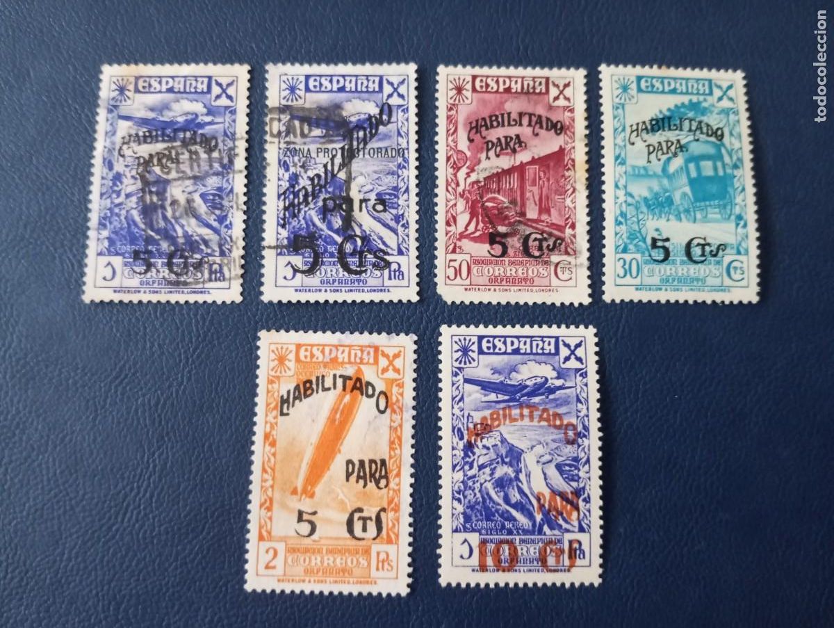 Briefmarken: ESPA&Ntilde;A, REP&Uacute;BLICA, 1940, HU&Eacute;RFANOS DE CORREOS, HABILITACIONES, FILABO 36 y ss