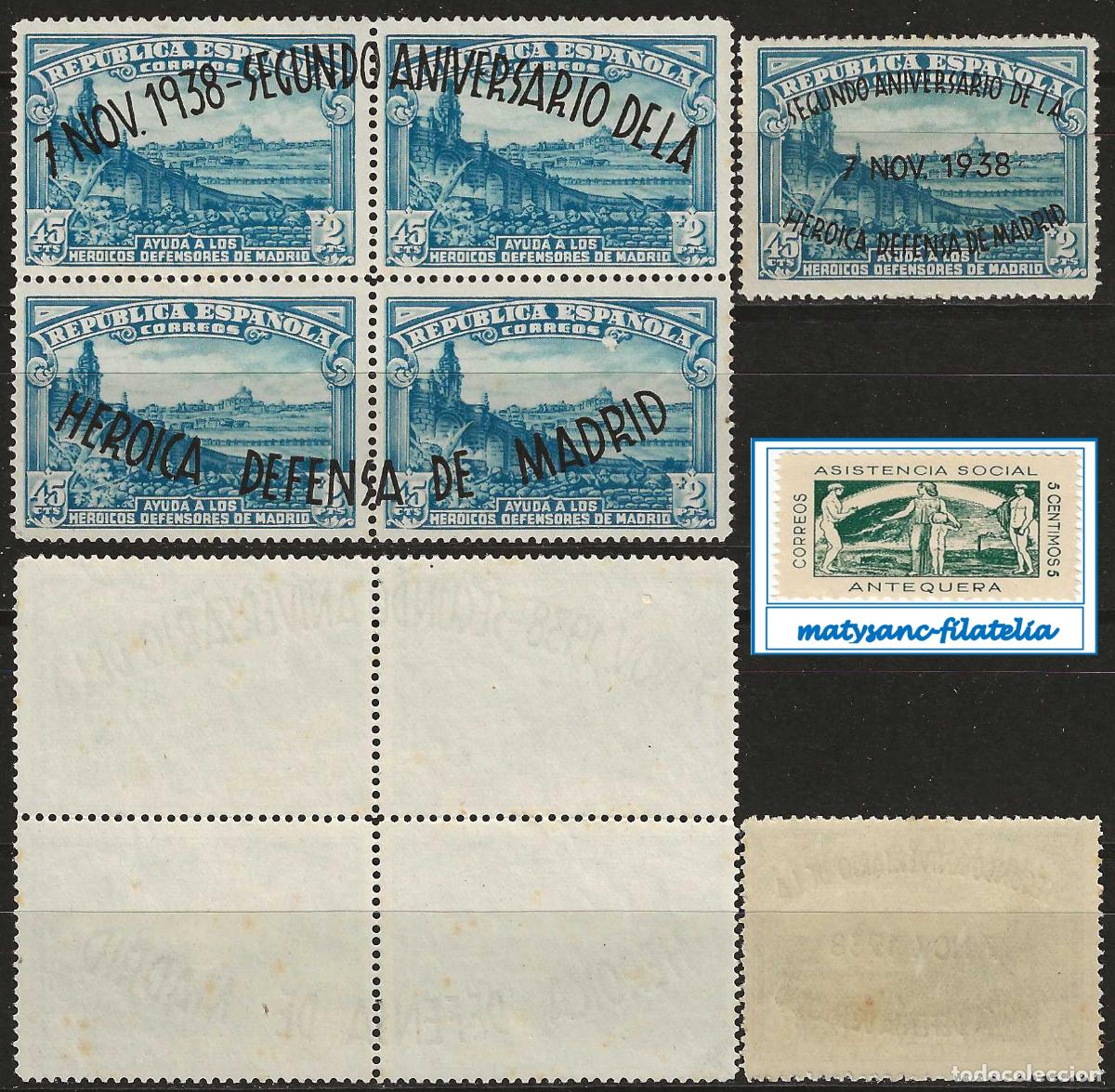 Selos: ESPA&Ntilde;A 1938. EDIFIL 789/790. SERIE COMPLETA &rdquo;II ANIVERSARIO DE LA DEFENSA DE MADRID&rdquo;. VER CARACTER.