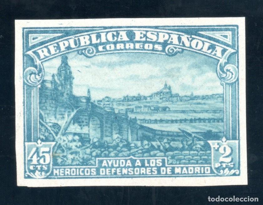 Sellos: EDIFIL 757S DEFENSA DE MADRID 1938. SIN DENTAR. VALOR CAT&Aacute;LOGO: 22 &euro;. MNG.