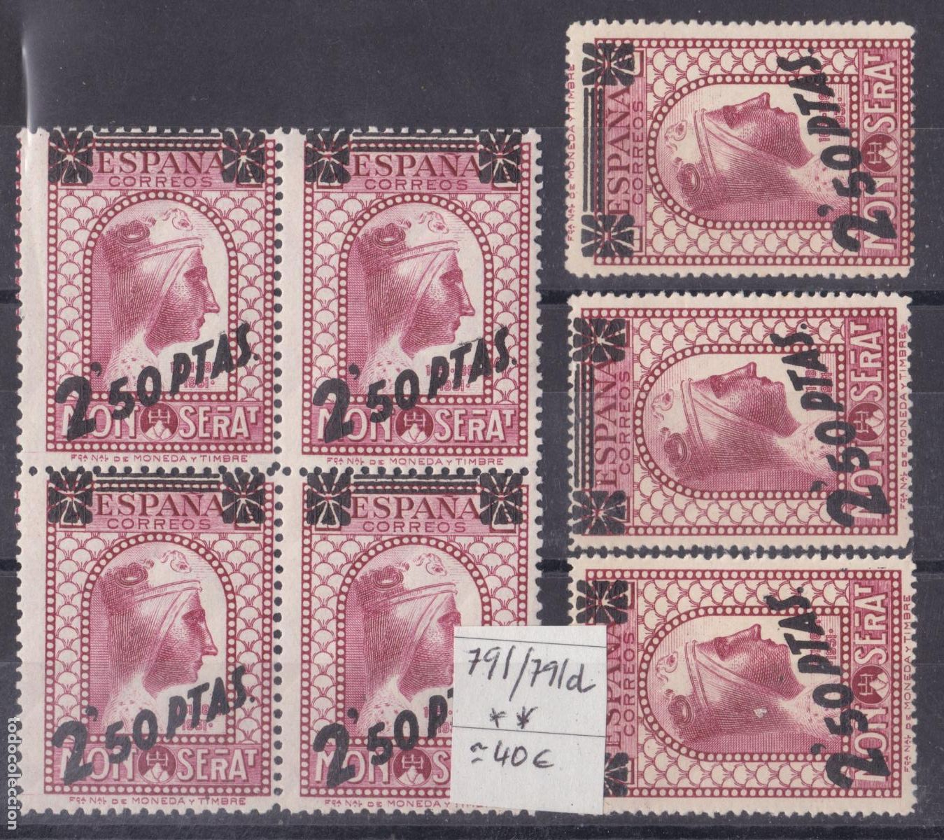 Sellos: SS26-MONTSERRAT Edifil 791/ 791d x 7 Sellos Nuevos ** Sin Fijasellos . VARIEDAD