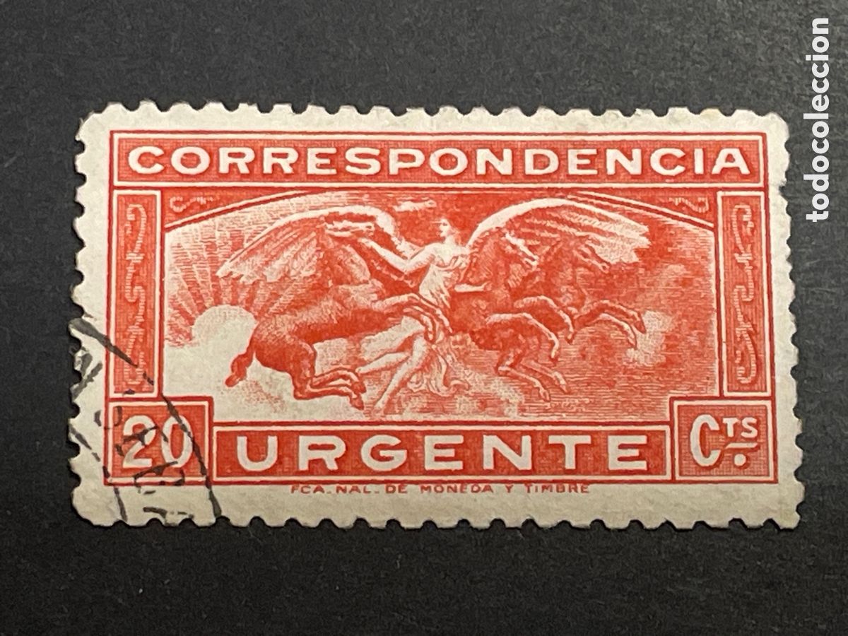 Sellos: Edifil 679 Angel y caballos, usado, buen estado