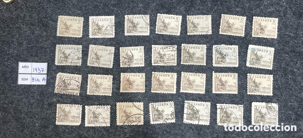Sellos: Lote 28 sellos Espa&ntilde;a 1937 Edifil 816A Estado Espa&ntilde;ol usados