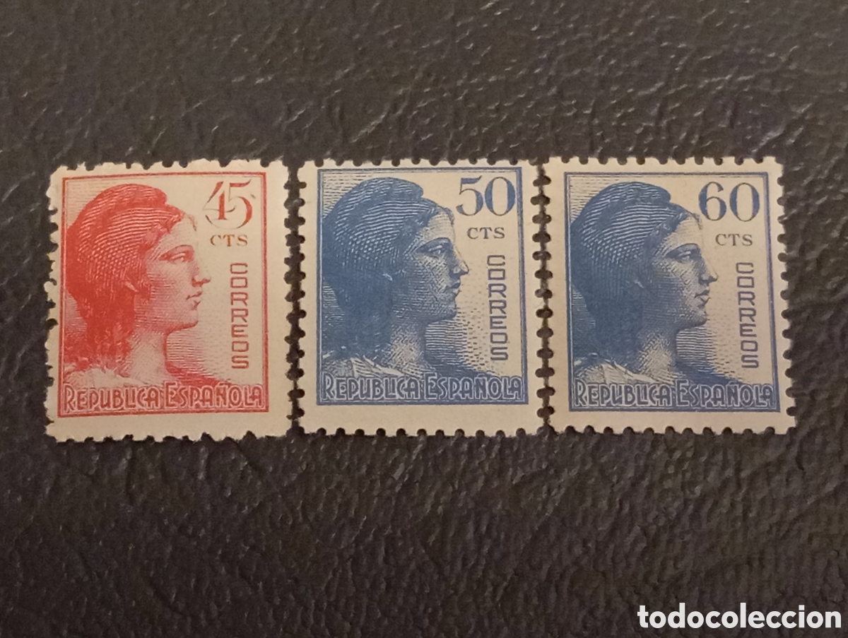 Sellos: Espa&ntilde;a 1938 - Serie Alegor&iacute;a Rep&uacute;blica - Edifil 752/754 - MNH
