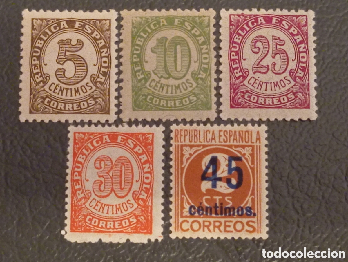 Sellos: Espa&ntilde;a 1933/38 - Lote 5 Sellos Cifras - Edifil 743, 745, 746, 749, 750 - MNH