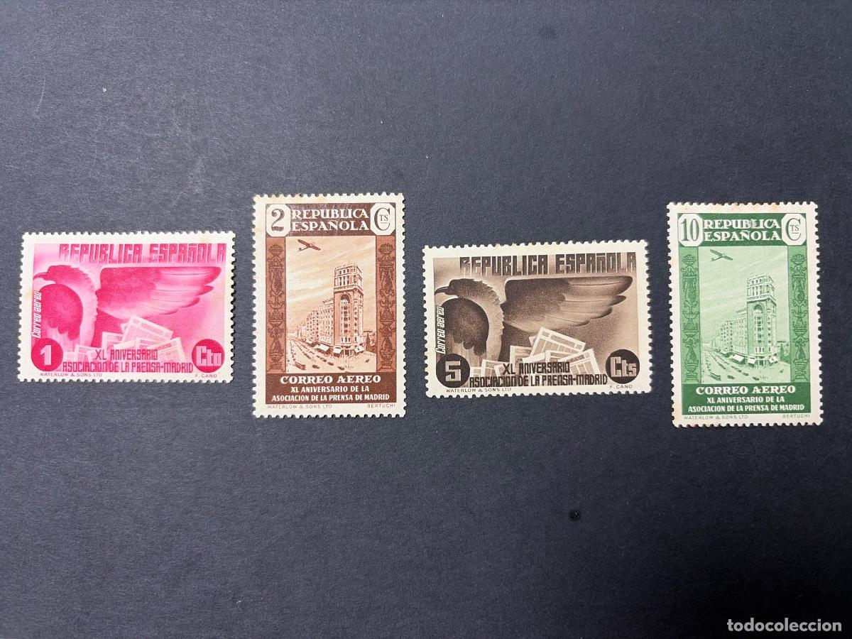Sellos: ESPA&Ntilde;A, 1936. EDIFIL 711/14. XL ANIVERSARIO DE LA ASOCIACI&Oacute;N DE LA PRENSA. NUEVOS, CON FIJASELLOS