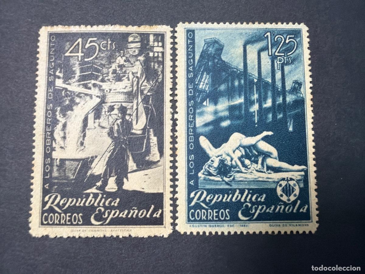 Sellos: ESPA&Ntilde;A, 1938. EDIFIL 773/74. HOMENAJE A LOS OBREROS DE SAGUNTO. NUEVOS. CON FIJASELLOS